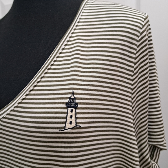 Miiyu | Simons PJ's Striped Sleep Dress V-neck Women's XL Embroidered Pyjama - Picture 4 of 14